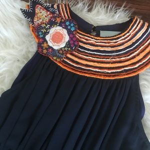 JUDITH MARCH navy dress with embroidery